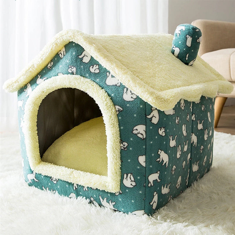 Coral Fleece Pet House Bed
