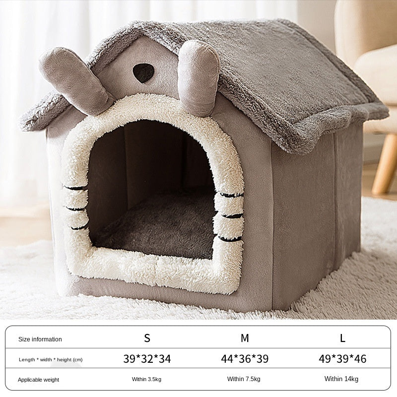 Coral Fleece Pet House Bed