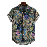 Men's Long-Sleeve Print Lapel Shirt