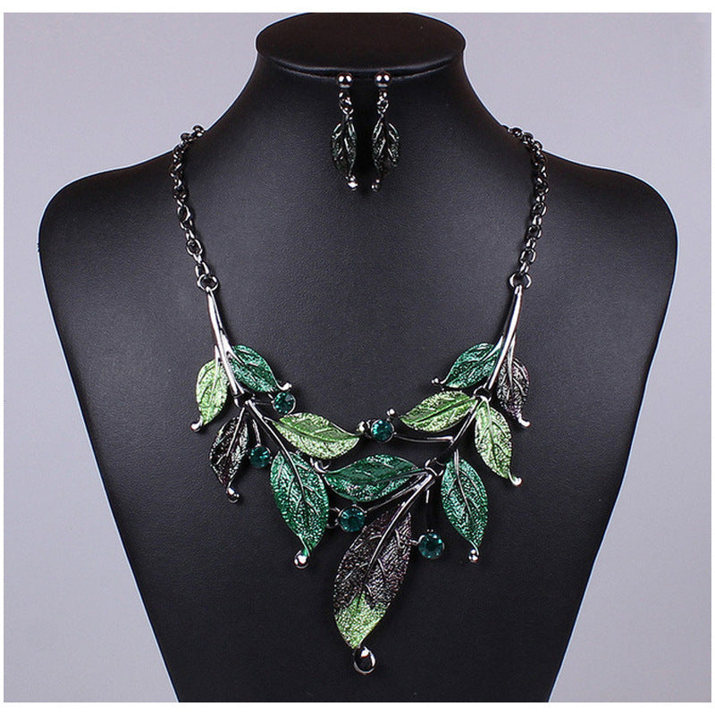 Colorful Leaf Bridal Necklace