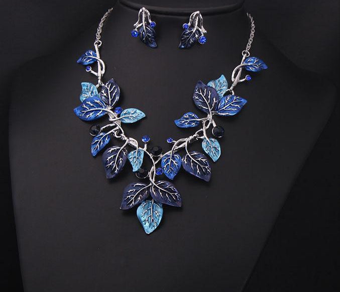 Colorful Leaf Bridal Necklace