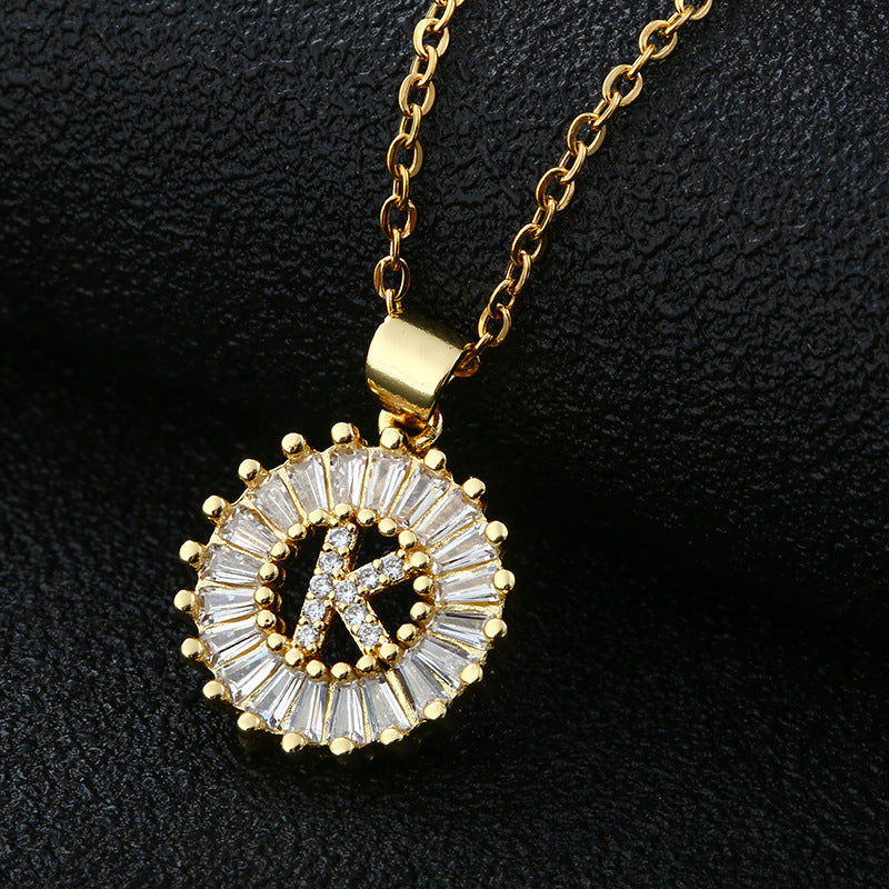 26-Letter Cubic Zircon Pendant Necklace