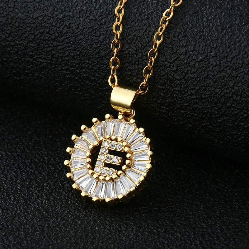 26-Letter Cubic Zircon Pendant Necklace