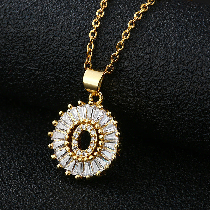 26-Letter Cubic Zircon Pendant Necklace