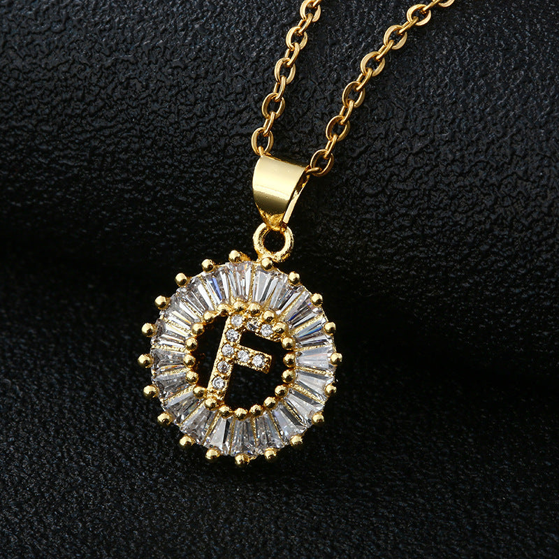 26-Letter Cubic Zircon Pendant Necklace