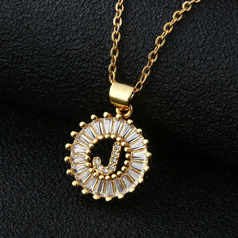 26-Letter Cubic Zircon Pendant Necklace