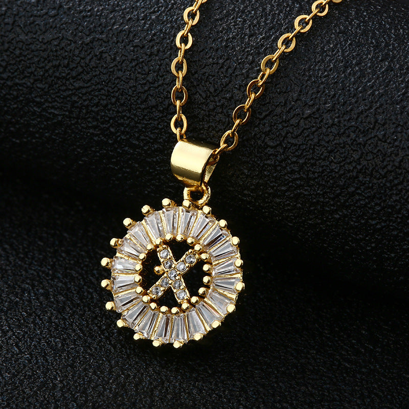 26-Letter Cubic Zircon Pendant Necklace