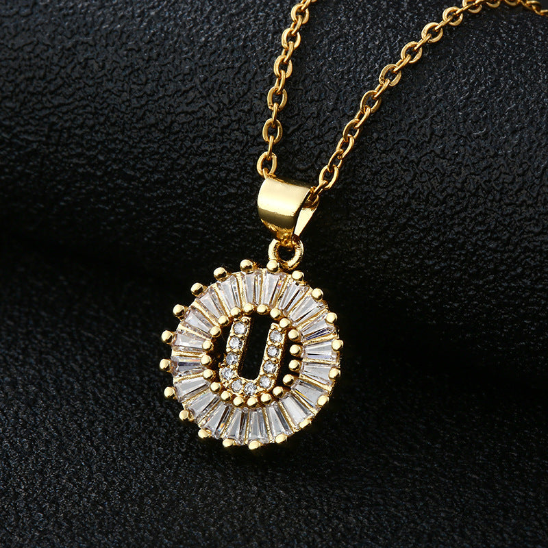 26-Letter Cubic Zircon Pendant Necklace