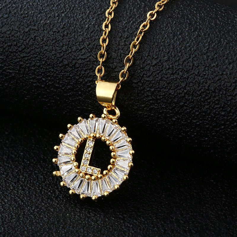 26-Letter Cubic Zircon Pendant Necklace