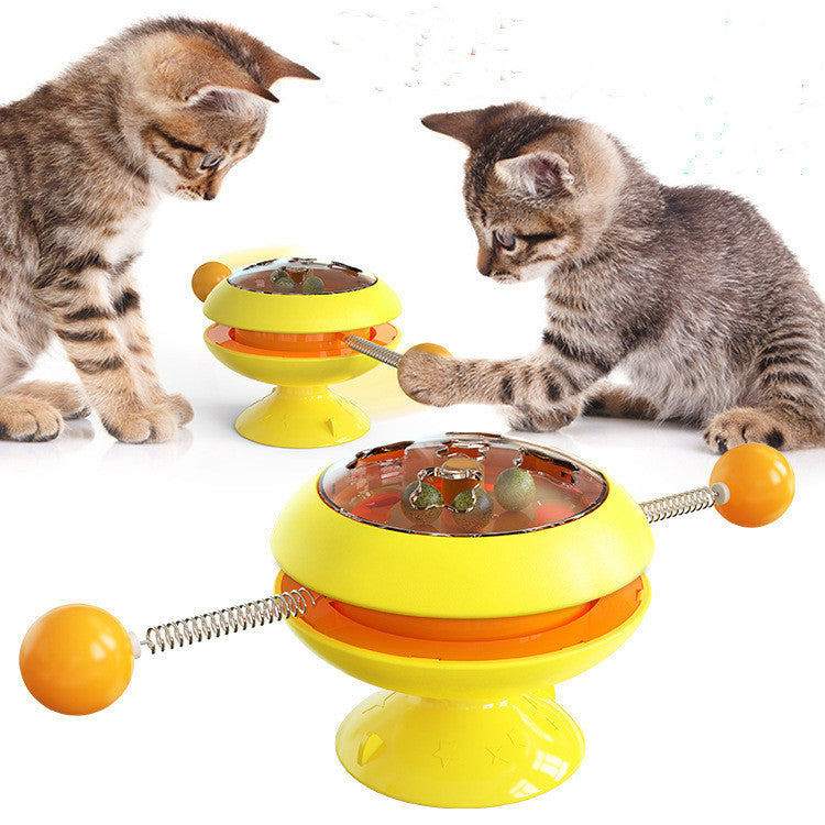 Suction-Base Rotating Cat Toy with Catnip