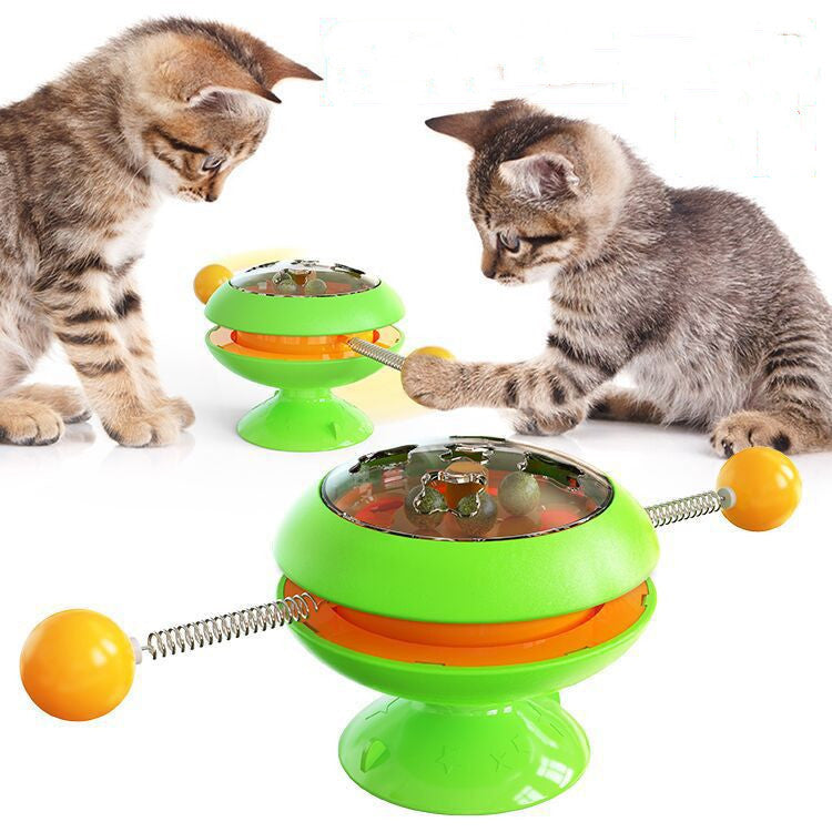 Suction-Base Rotating Cat Toy with Catnip