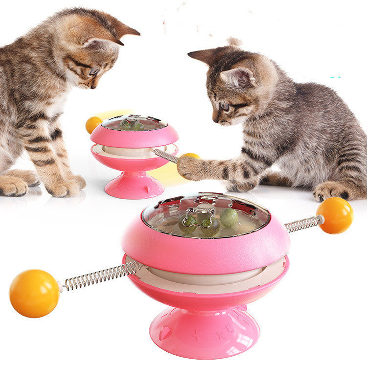 Suction-Base Rotating Cat Toy with Catnip