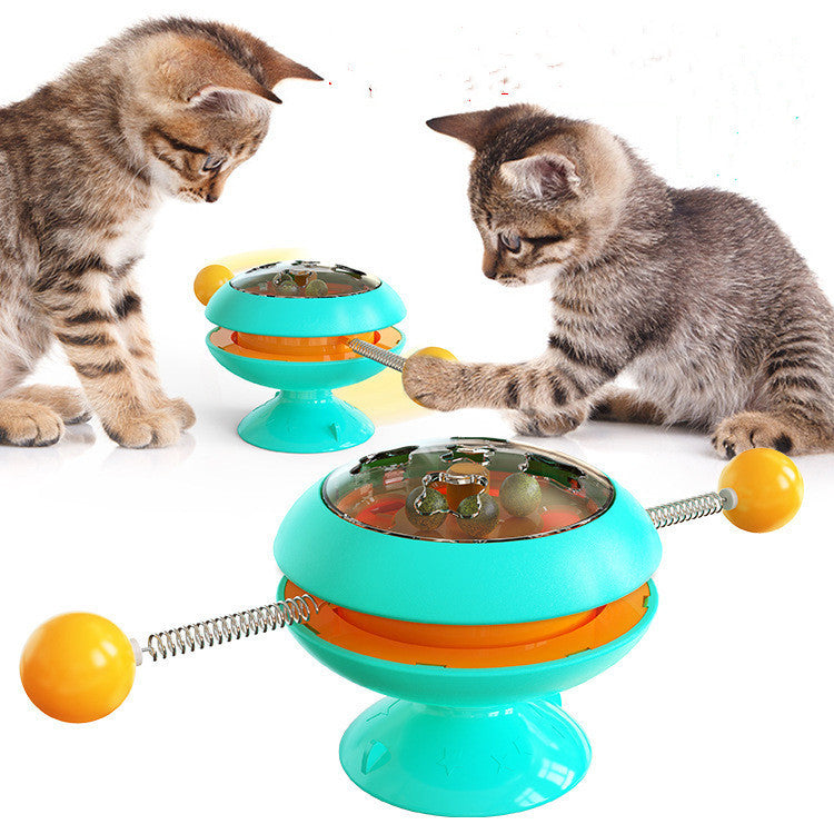 Suction-Base Rotating Cat Toy with Catnip