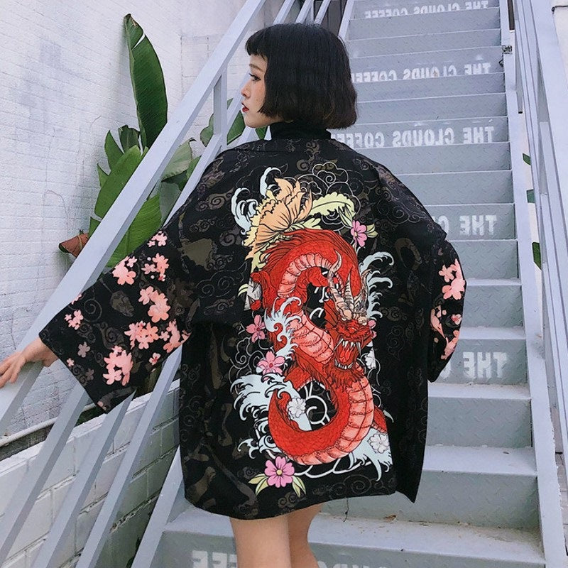 Digital Print Kimono Cloak Jacket