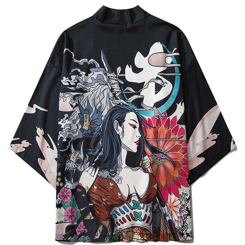 Digital Print Kimono Cloak Jacket