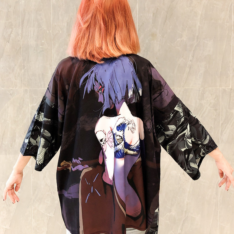 Digital Print Kimono Cloak Jacket