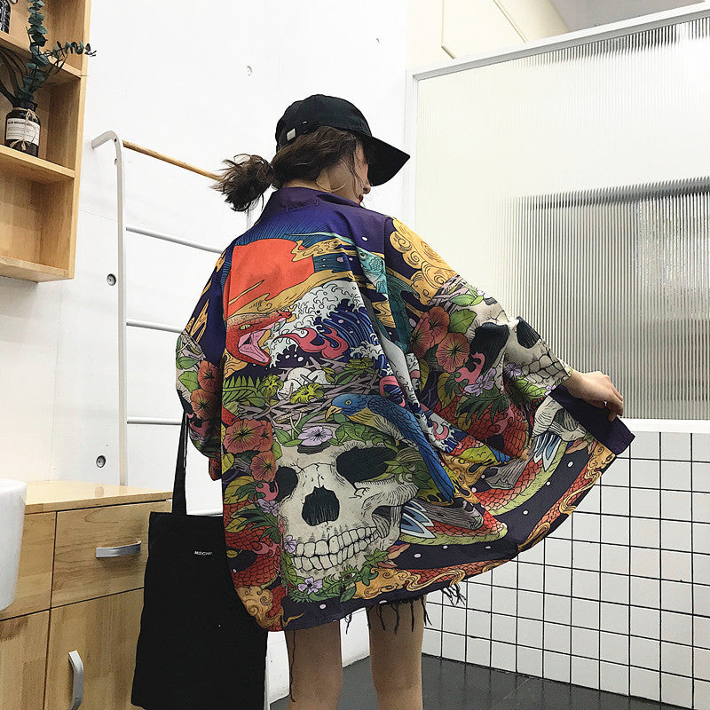 Digital Print Kimono Cloak Jacket