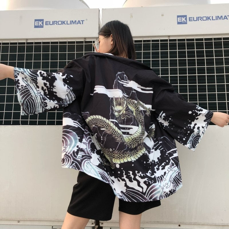 Digital Print Kimono Cloak Jacket