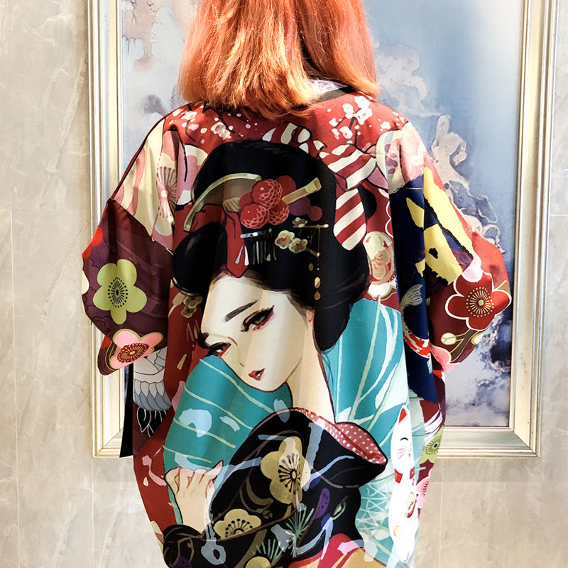 Digital Print Kimono Cloak Jacket