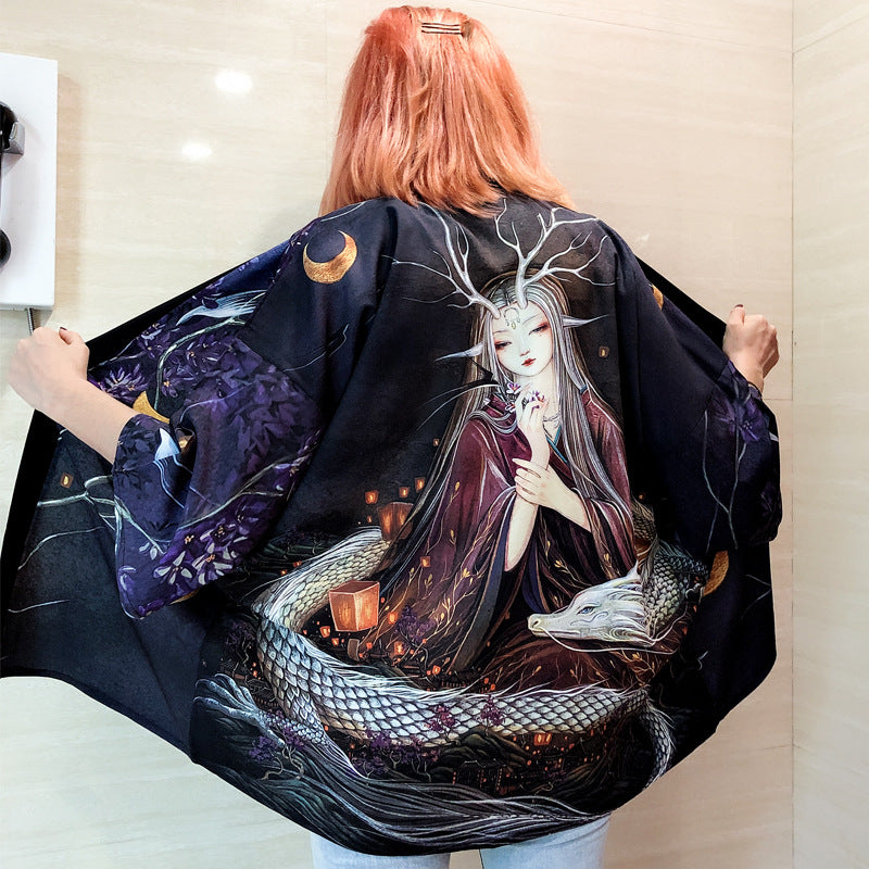 Digital Print Kimono Cloak Jacket