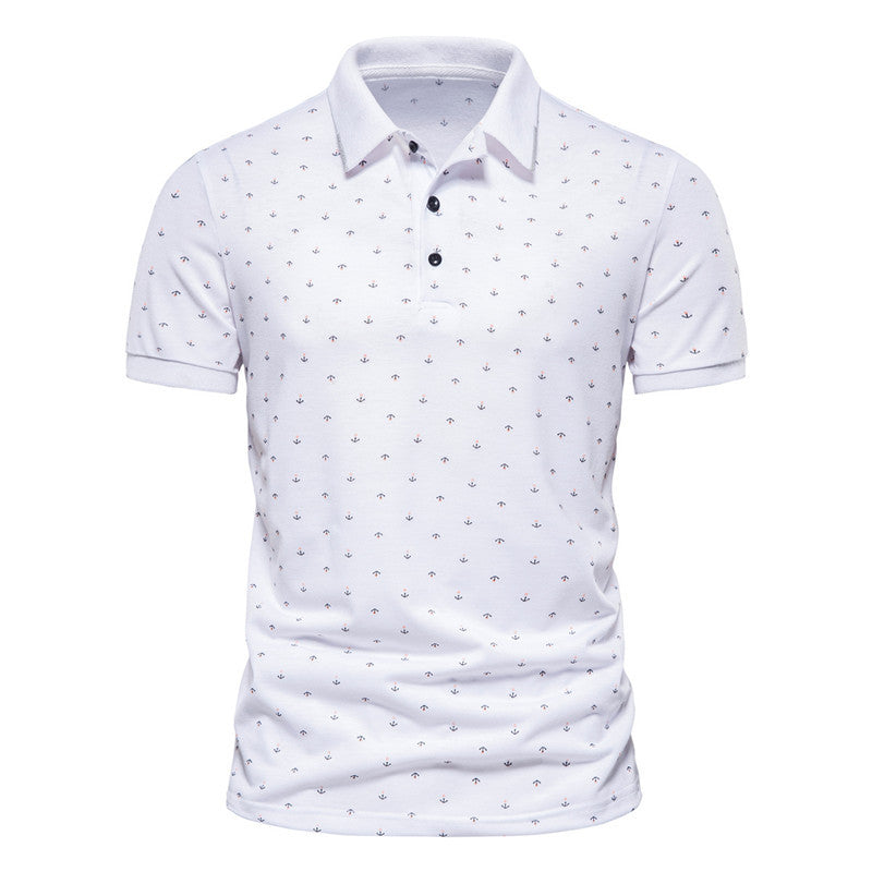 Men's Anchor Print Short-Sleeve Lapel Tee