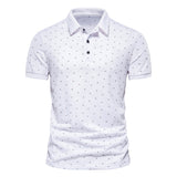 Summer new casual slim European and American men's fashion anchor print short-sleeved lapel T-shirt