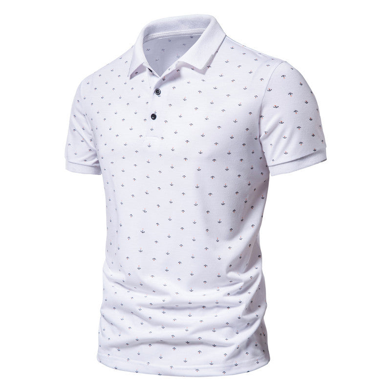 Men's Anchor Print Short-Sleeve Lapel Tee