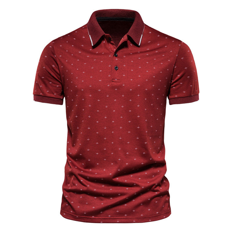 Men's Anchor Print Short-Sleeve Lapel Tee