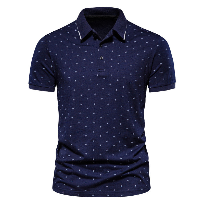 Men's Anchor Print Short-Sleeve Lapel Tee