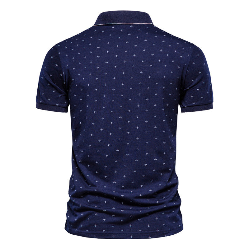 Men's Anchor Print Short-Sleeve Lapel Tee