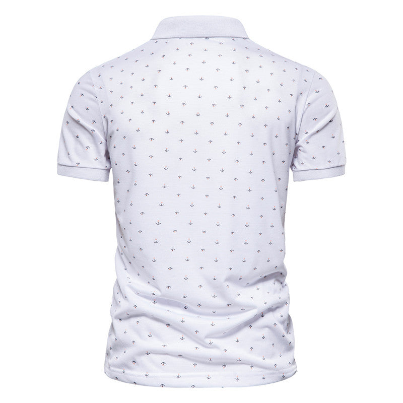 Men's Anchor Print Short-Sleeve Lapel Tee