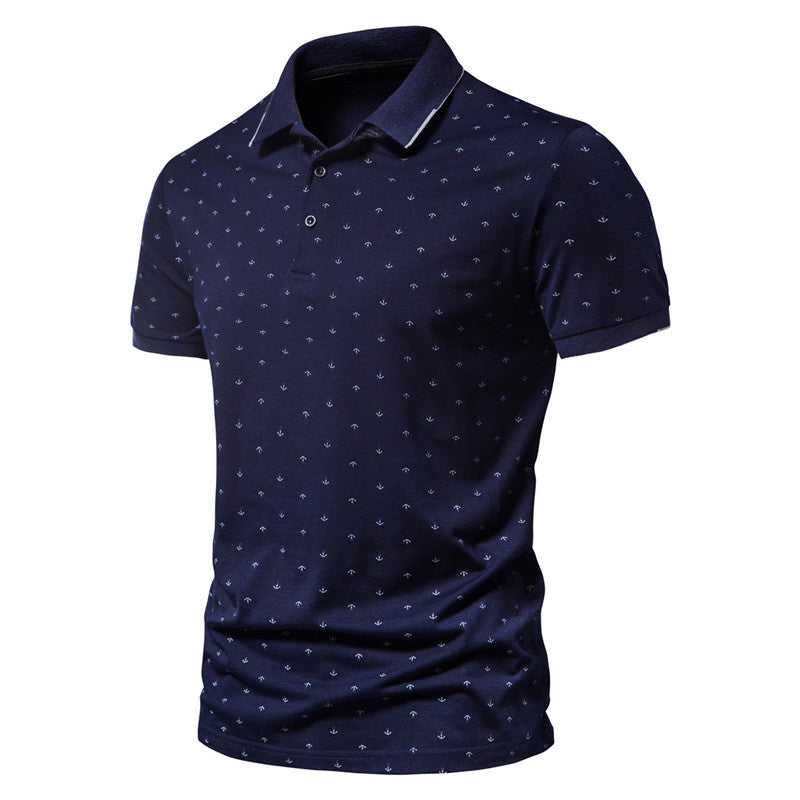 Men's Anchor Print Short-Sleeve Lapel Tee