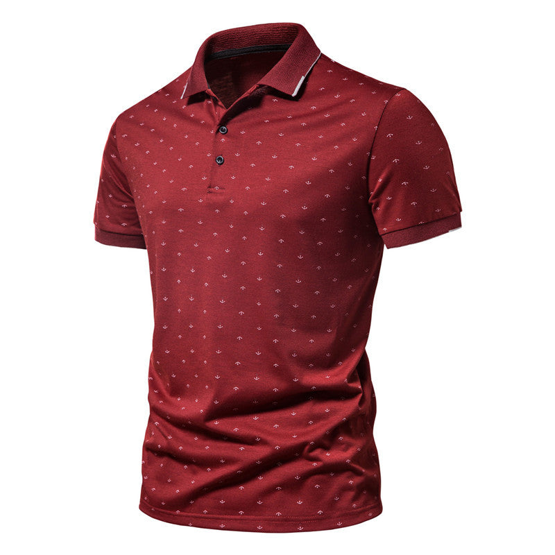 Men's Anchor Print Short-Sleeve Lapel Tee