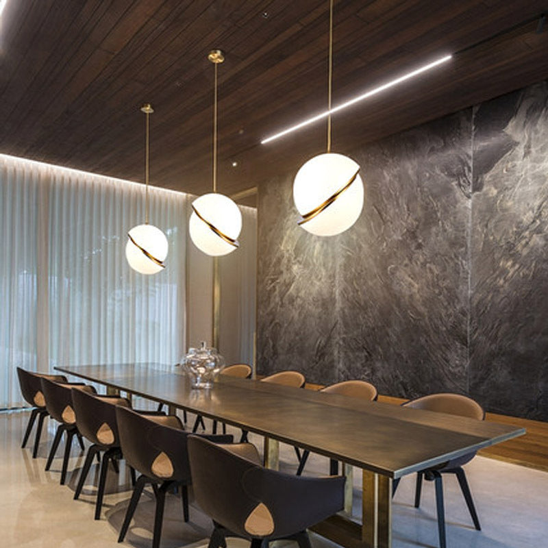 Nordic Pendant Light — White Glass Globe