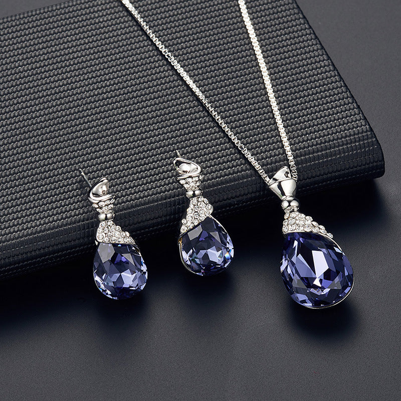 Rhinestone Bridal Necklace and Earrings Set