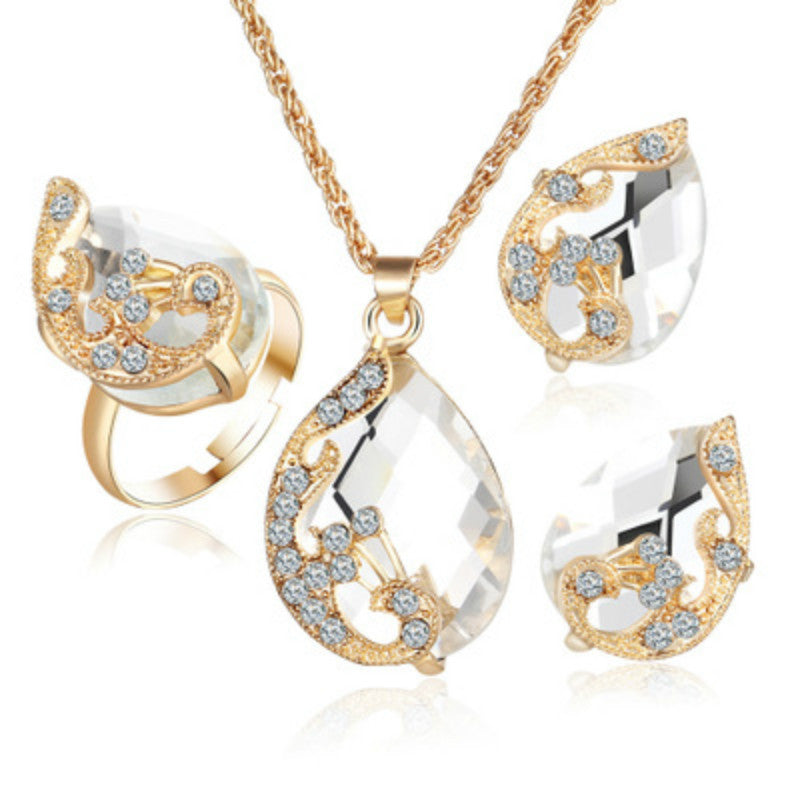 Rhinestone Bridal Necklace and Earrings Set
