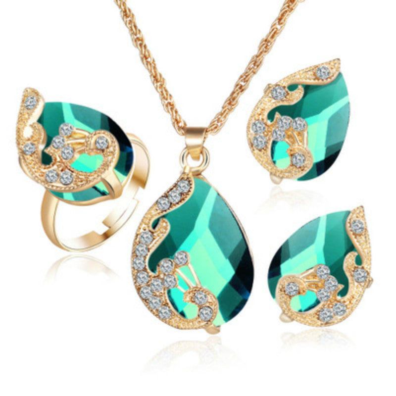 Rhinestone Bridal Necklace and Earrings Set