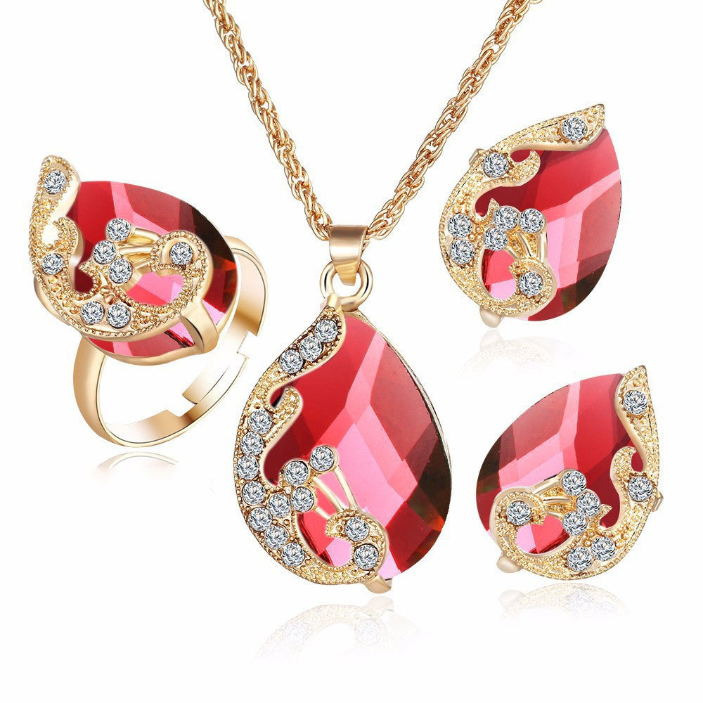 Rhinestone Bridal Necklace and Earrings Set