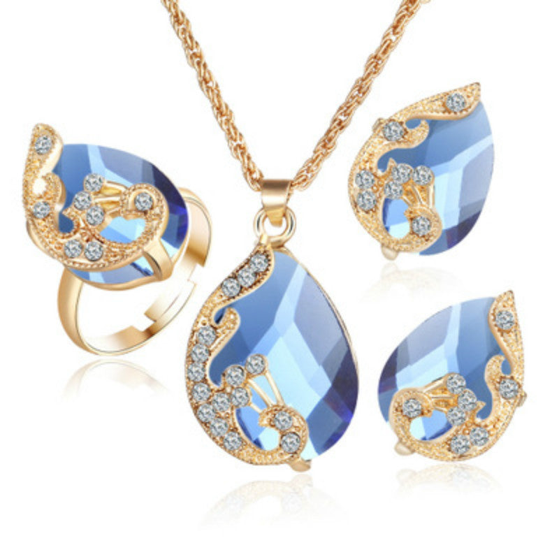 Rhinestone Bridal Necklace and Earrings Set