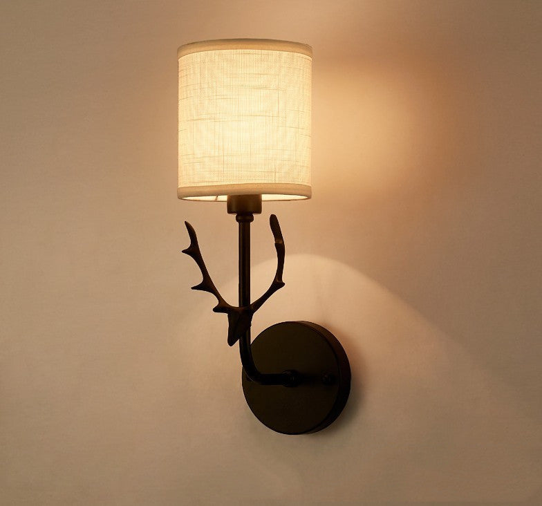 Wrought-Iron Antler Bedside Wall Lamp
