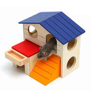 Wooden Hamster Villa with Molar Toys