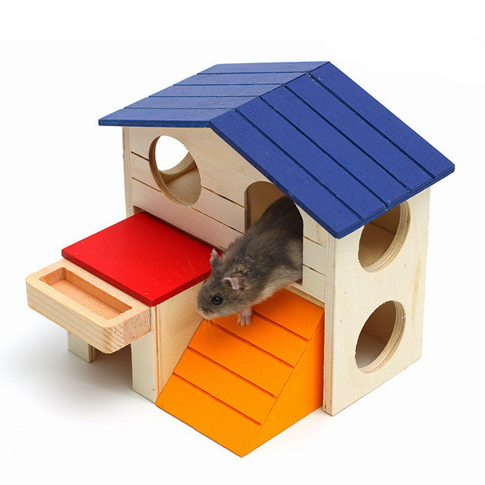 Wooden Hamster Villa with Molar Toys