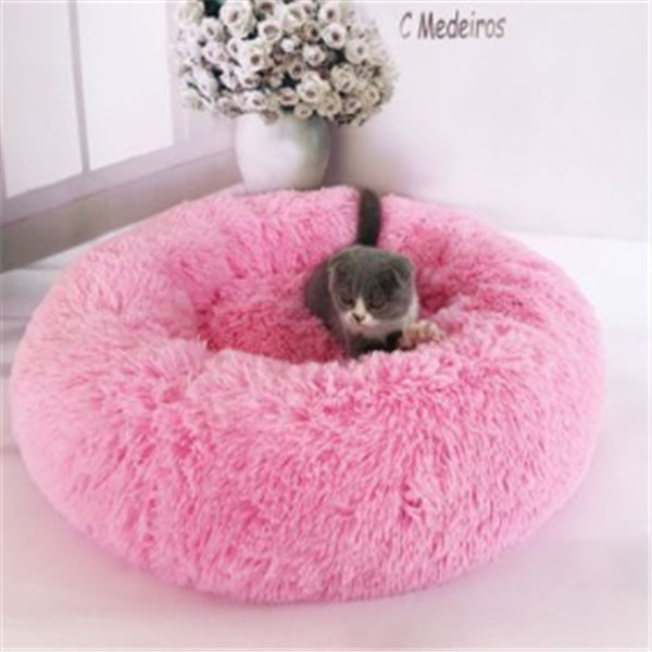 Round Long-Plush Pet Cushion Bed