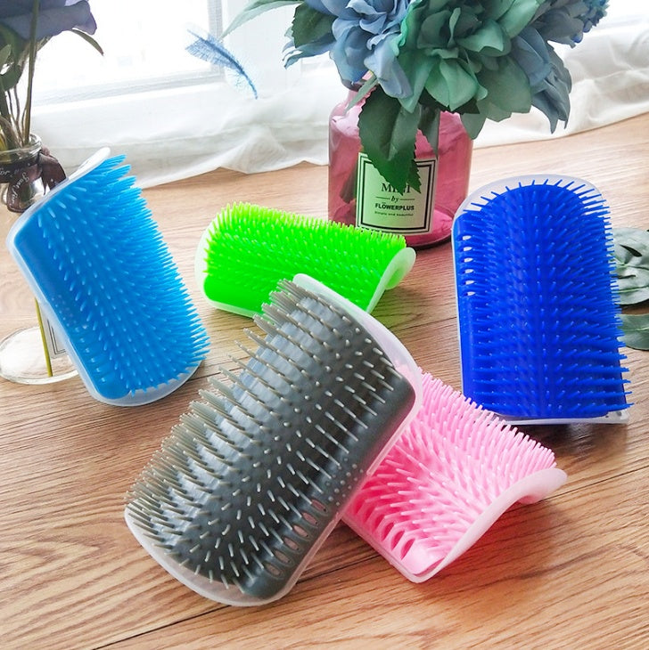 Wall-Mount Cat Self-Grooming Brush with Catnip