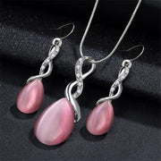 Opal Bridal Jewelry Set — Necklace & Drop Earrings
