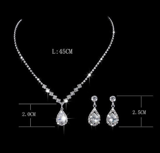 Zircon Drop Necklace and Earrings Bridal Set