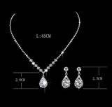 Zircon Water Drop Pendant Set Chain Bride Claw Chain Rhinestone Necklace Earrings Two Piece Set