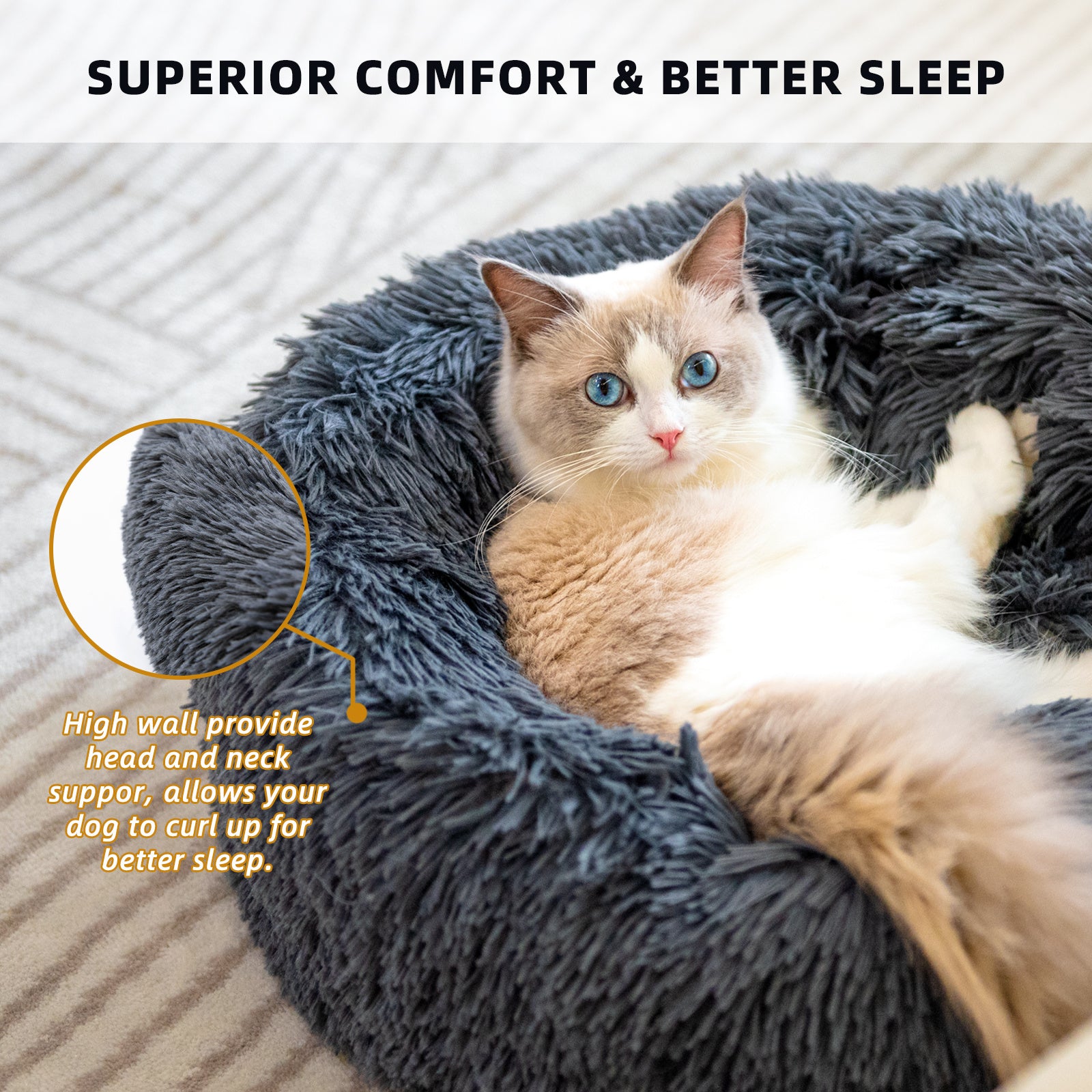 Plush Donut Calming Pet Bed