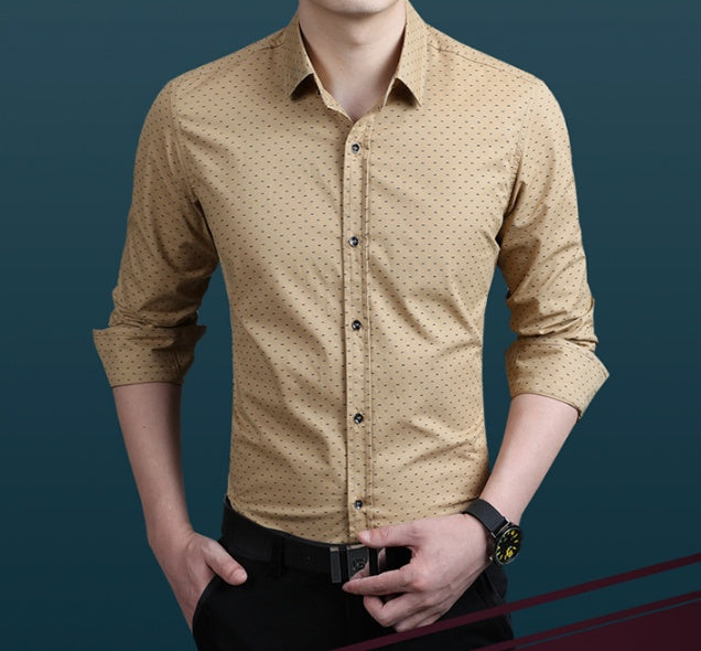 Men's Polka Dot Slim Dress Shirt