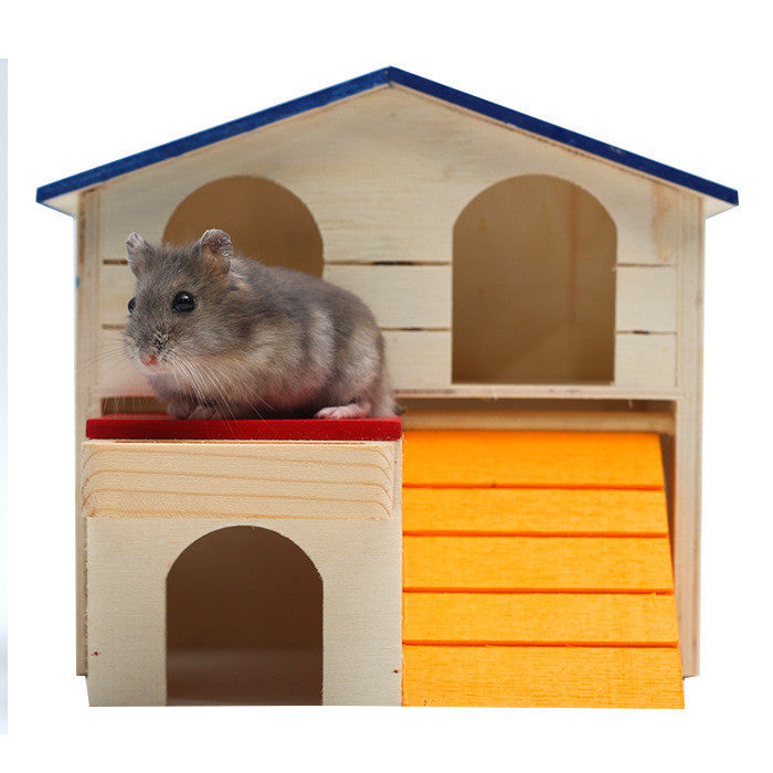 Wooden Hamster Villa with Molar Toys